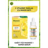 Garnier C Vitamini Parlak 2'li Bakım Seti Kağıt Yüz Maskesi + Süper Aydınlatıcı Serum