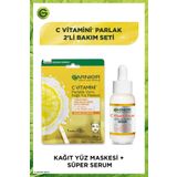 Garnier C Vitamini Parlak Kağıt Yüz Maskesi + Süper Serum Bakım Seti