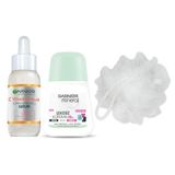 Garnier C Vitamini Parlak Süper Aydınlatıcı Serum 30 ml & Mineral Lekesiz Koruma Roll-On Deodorant & Duş Lifi Hediyesi