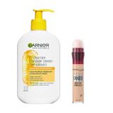 Garnier C Vitamini Parlaklık Veren Temizleyici 250 ML & Maybelline New York Instant Anti Age Eraser Kapatıcı, 01 Light, 6.8 ml