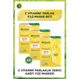 Garnier C Vitamini Parlaklık Verici Kağıt Yüz Maskesi 3'lü Set (5% Gliserin, Niacinamide)
