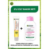 Garnier Güneş Koruyucu Krem + Micellar Makyaj Temizleme Suyu 100ML