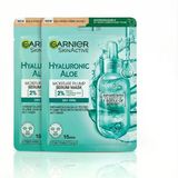 Garnier Hyaluronik Aloe Kağıt Yüz Maskesi - Kuru Ciltler İçin Yoğun Nem Ve Dolgunluk - 2'Li Avantaj Paketi