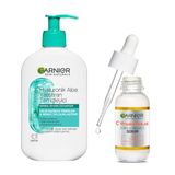 Garnier Hyaluronik Aloe Nemlendiren ve Yatıştıran Temizleyici 250 ML & C Vitamini Parlak Süper Aydınlatıcı Serum (30 ml) Cilt Bakım Seti