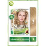 Garnier Nutrisse Besleyici Kalıcı Krem 9 Sarı Saç Boyası ve Mavi Şampuan Fırçası