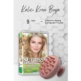 Garnier Nutrisse Besleyici Krem 9 Sarı Saç Boyası ve Pembe Şampuan Fırçası