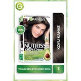 Garnier Nutrisse Yoğun Besleyici Krem Saç Boyası 3 Koyu Kahve Vegan Formül ile Kalıcı Renk