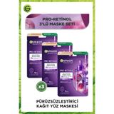 Garnier Pro-Retinol Kağıt Maske Pürüzsüzleştirici Bakım - Gliserin ve Açai Özlü 3'lü Kağıt Yüz Maskesi
