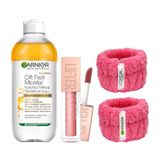 Garnier Skin Naturals Çift Fazlı Micellar Kusursuz Makyaj Temizleme Suyu (400 ml) & Maybelline New York Lifter Gloss Nemlendirici Dudak Parlatıcısı - 003 Moon + Hediye Havlu Bileklik 2'li Set