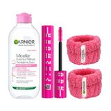 Garnier Skin Naturals Micellar Kusursuz Makyaj Temizleme Suyu (400 ml) & Maybelline New York Lash Sensational Firework Maskara + Hediye Havlu Bileklik 2'li Set