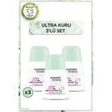 Garnier Ultra Kuru Roll-On Deodorant - 48 Saat Etkili, Kadınlar İçin, 3 Adet 50 ml, Alkol İçermez, Cilde Nefes Aldırır