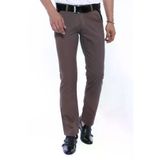 Garnili Cepli Desensiz Slim Fit Koyu Bej Erkek Pantolon - Wessi