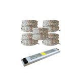 Garra Yüksek Işık 25 Metre 3 Cipli Beyaz Şerit Led Ve 33 Amper Led Trafosu Metrede 60 Led