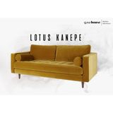Gase House Minimal ve Bohem - Kadife Yeşil Kumaş - Lotus Ikili Kanepe - Hardal