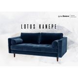 Gase House Minimal ve Bohem - Kadife Yeşil Kumaş - Lotus Ikili Kanepe - Koyu Mavi