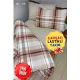 Gasel Home Ekose Desen 4 Parça Lastikli Çarşaflı Tek Kişilik (100X200 CM) Nevresim Takımı