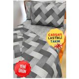 Gasel Home Zikzak Gri 4 Parça Lastikli Çarşaflı Tek Kişilik (100x200 Cm) Nevresim Takımı