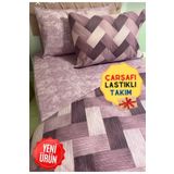 Gasel Home Zikzak Mürdüm 4 Parça Lastikli Çarşaflı Tek Kişilik (100x200 Cm) Nevresim Takımı