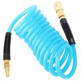 GASHER 1/4" x 10FT Güçlendirilmiş Poliüretan Geri Tepme Hava Hortumu, Bükme Kısıtlayıcılı, 1/4" Endüstriyel Hızlı Bağlayıcı ve Fiş