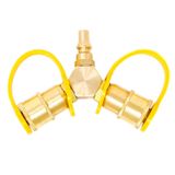 GasOne 2147 11/4 Y Splitter Römork Propan Hortum RV Masa Üstü Izgara için, 2 Yönlü LP Gaz Adaptörü 1/4 inç Hızlı Bağlantı Kesme Kiti