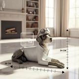 Gaston Pilot Şapkalı Köpek Biblosu | 36 cm Dekoratif Heykel, Modern & Lüks Ev Aksesuarı Hediyelik