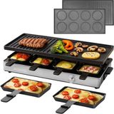 Gastroback 8 Kişilik Raclette Izgara ve Gözleme Istasyonu - Ters Çevrilebilir Plakalı 2'si 1 Arada Masa Izgarası, 12 Tava (4 Xxl), Sürekli Sıcaklık Kontrolü, 1.700 W, Paslanmaz Çelik Gövde, 21 Parçalı Set - Siyah