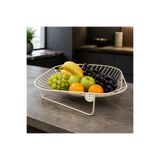 Gastrometa Krem Metal Meyve ve Sunum Sepeti – Kare Formlu Ayaklı Tasarım – 33,5 x 33,5 x 10 cm