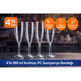 GastroPlast 180 ml Pc Şampanya Bardağı - Şeffaf, Kırılmaz, Profesyonel Servis & Sunum - Catering & Organizasyon - 4 Adet