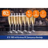 GastroPlast 180 ml Pc Şampanya Bardağı - Şeffaf, Kırılmaz, Profesyonel Servis & Sunum - Catering & Organizasyon - 8 Adet