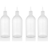 GastroPlast 4 Adet Şeffaf Plastik Yağdanlık (500 & 1000 Ml) - Sosluk, Yağdanlık, Ketçap Mayonez Şişesi - Isıya Dayanıklı - 1 Lt