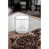 GastroPlast 6 Adet Polikarbon Plastik ( CAM DEĞİLDİR !!! ) , Kırılmaz Çizilmez Çay Kahve Bardağı 250 ml Kulplu Bardak 6 Adet - Şeffaf