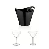 GastroPlast 6 Litre Siyah Buz Kovası ( 2 Adet 350 Ml Polikarbon Margarita Bardağı Hediye )