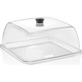 GastroPlast Fanus ve Tepsi Seti (280 x 280 Mm) - Kafe, Pastane ve Restoranlar Için Servis Seti - Profesyonel Servis ve Sunum Ekipmanı - Şeffaf