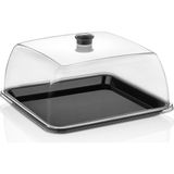 GastroPlast Fanus ve Tepsi Seti (280 x 280 Mm) - Kafe, Pastane ve Restoranlar Için Servis Seti - Profesyonel Servis ve Sunum Ekipmanı - Siyah