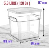 Gastroplast GSP-4. 3.8 Litre ( 128 Oz ) Profesyonel Mutfak Saklama Kabı.kapaklı. Cam Gibi Seffaf,kırılmaz,çizilmez Polikarbon Plastik Hammaddeden Üretilmiştir. - 3,8 lt