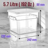 Gastroplast GSP-6 5.7 Litrelik ( 192 Oz ) Profesyonel Mutfak Saklama Kabı. Kapaklı .cam Gibi Şeffaf,kırılmaz, Polikarbon Plastiktir. - 5,7 lt
