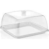 GastroPlast Kırılmaz (PC) Fanus ve Tepsi Seti (280 x 280 Mm) - Kafe, Pastane ve Restoranlar Için Servis Seti - Profesyonel Servis ve Sunum Ekipmanı - Beyaz