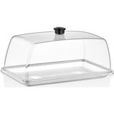 GastroPlast Kırılmaz (Pc) Fanus ve Tepsi Seti (325 x 176 Mm) - Kafe, Pastane ve Restoranlar Için Servis Seti - Profesyonel Servis ve Sunum Ekipmanı - Şeffaf