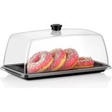 GastroPlast Kırılmaz (Pc) Fanus ve Tepsi Seti (325 x 176 Mm) - Kafe, Pastane ve Restoranlar Için Servis Seti - Profesyonel Servis ve Sunum Ekipmanı - Siyah