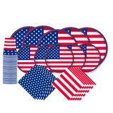 Gatherfun Amerikan Bayrağı Vatansever Parti Malzemeleri Tek Kullanımlık Peçeteler Kağıt Tabaklar ve Kağıt Bardaklar Gaziler Günü Seçim Günü 4 Temmuz Bağımsızlık Günü Dekorasyonları, 25 Servis