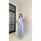 Gaus Bebek Mavisi Crop Beli Lastikli Palazzo Eşofman İkili Modal Kumaş Takım Gaus00545
