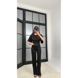 GAUS CO Siyah Simli Bluz Beli Lastikli Pantolon İkili Takım GAUS-01554