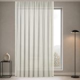 Gauze Fabric Design Lüks İpeksi Dokulu Simli Bambu Kırışmaz Ütü Gerektirmez Ekru 450 x 270 Normal Pile (1 x 2.5) YÜKSEK KALİTELİ TÜL PERDE