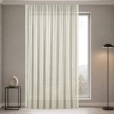 Gauze Fabric Design Lüks İpeksi Dokulu Simli Bambu Kırışmaz Ütü Gerektirmez Krem 225 x 260 Pilesiz (1 x 1) YÜKSEK KALİTELİ TÜL PERDE