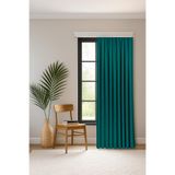 Gauze Fabric Design Safir Kadife Dokulu Deniz Yeşili EKSTRAFOR BÜZGÜLÜ KETEN DOKULU YÜKSEK KALİTELİ TEK KANAT FON PERDE 125 x 260