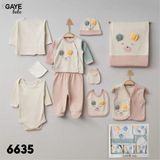 Gaye Bebe Ayıcık Kulak Detaylı 0-3 Ay 10 Lu Hastane Çıkış Zıbın Takımı - Pudra - 0 - 3 Ay