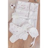 Gaye Çiçek Nakışlı Kız Bebek 10LU Zıbın Set Hastane Çıkışı - 0 - 3 Ay - 001-Beyaz