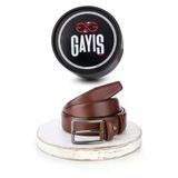 GAYIŞ Kutulu %100 Hakiki Deri Kemer 3,5cm Erkek Takım Elbise ve Kumaş-Kanvas Pantolon Kemeri Erkek Kemeri - Kahverengi - 115 cm