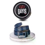 GAYIŞ Kutulu %100 Hakiki Deri Kemer 3,5cm Erkek Takım Elbise ve Kumaş-Kanvas Pantolon Kemeri Erkek Kemeri - lacivert - 115 cm