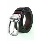 GAYIŞ Kutulu Premium Çift Taraflı Dönen Tokalı Hakiki Deri 3.5cm Klasik Erkek Kemeri Erkek Kemeri - Bordo Siyah - 120 cm